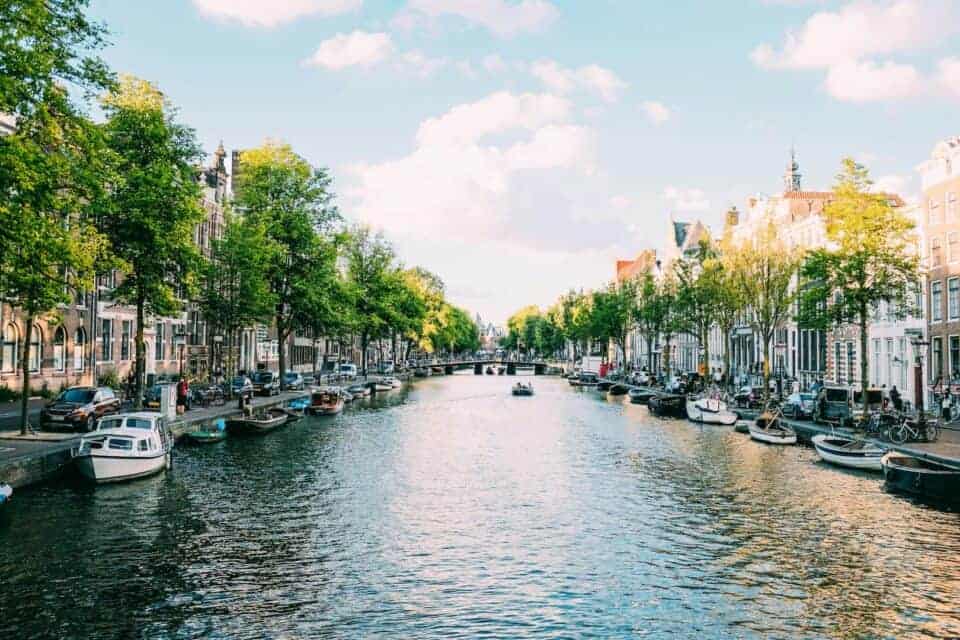 Canal in Amsterdam, the Netherlands.