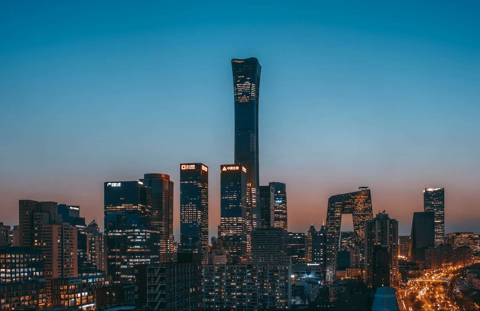 Beijing skyline after sunset.