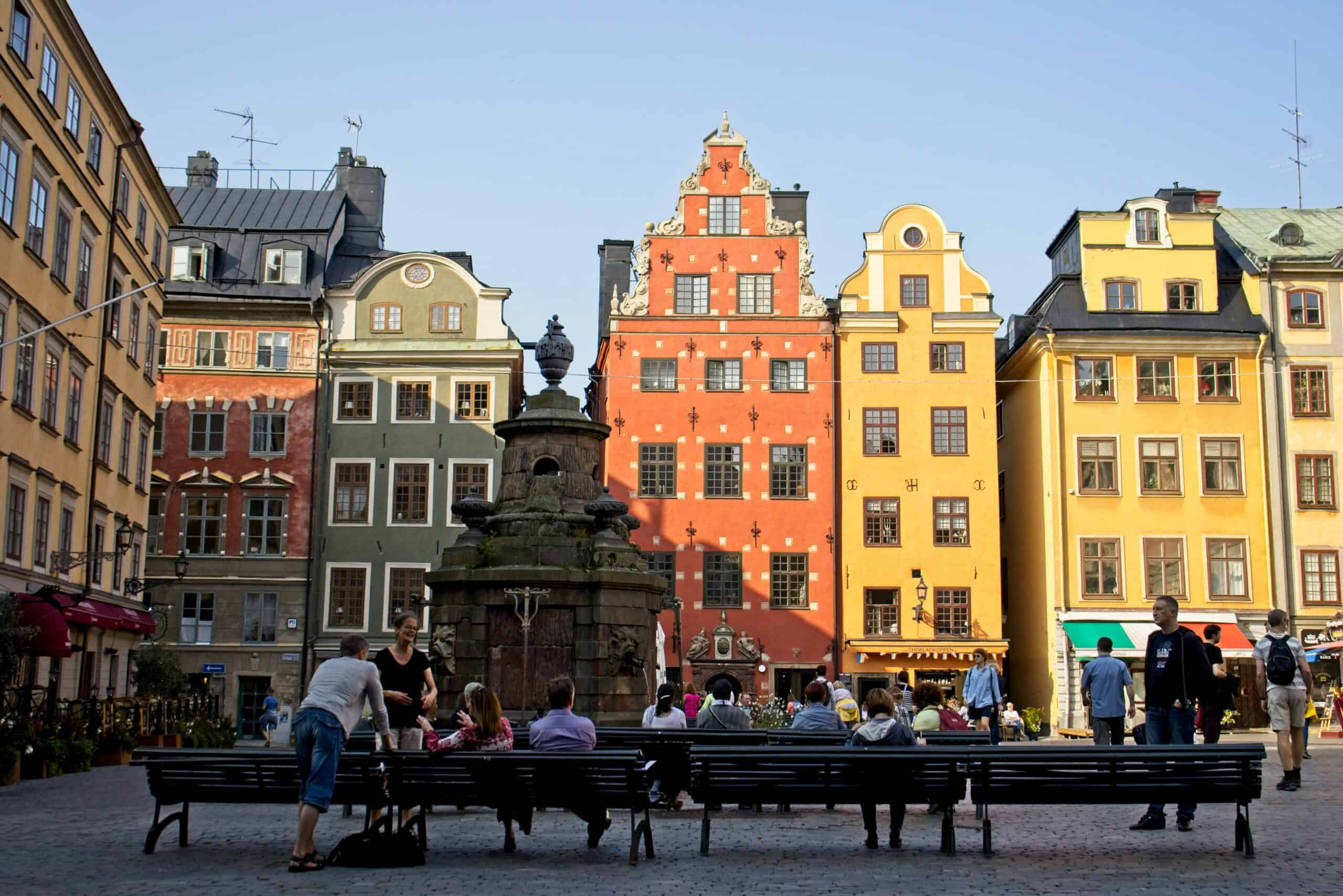 Colourful buildings in Stockholm.