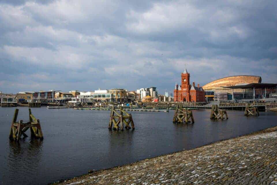 Cardiff Bay against a cloudy sky