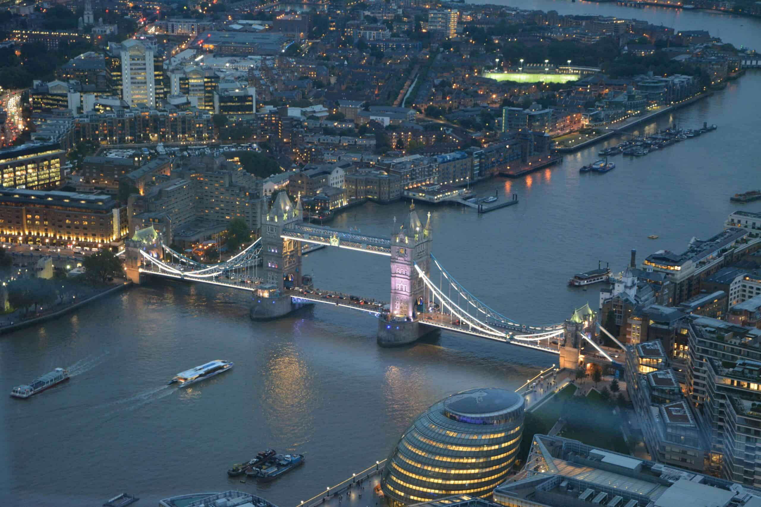 Tower Bridge of London at dusk