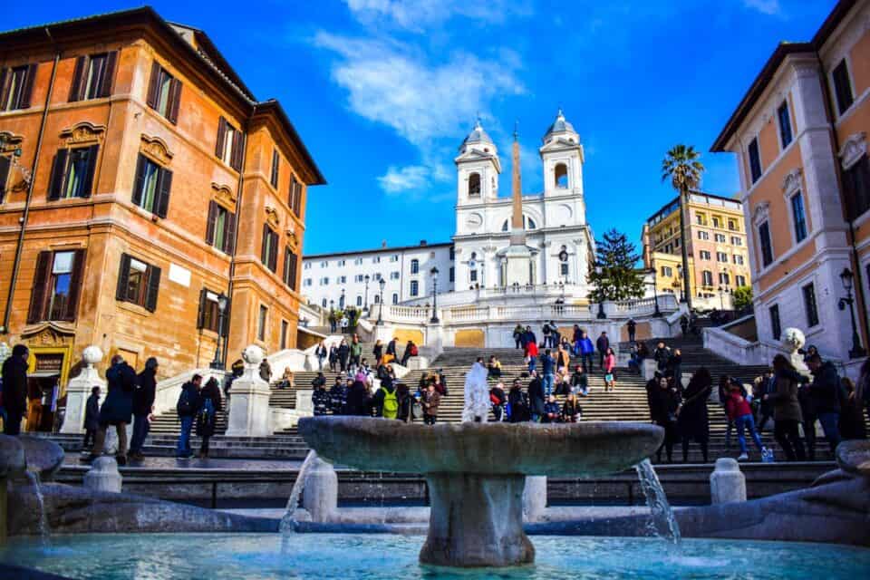 Fountain and Spanish Steps in Rome, Italy.