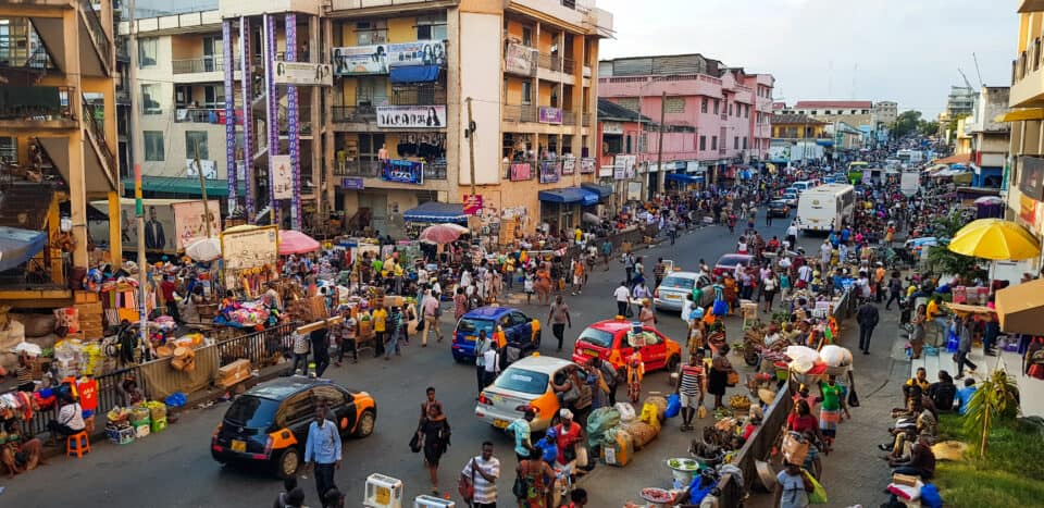 Busy street in Accra, Ghana.