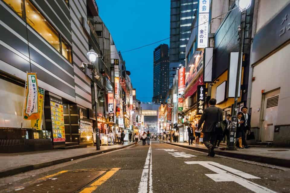 Street in Tokyo, Japan at night.