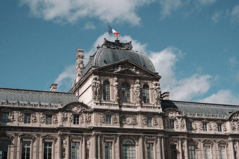 Louvre museum building in Paris, France.