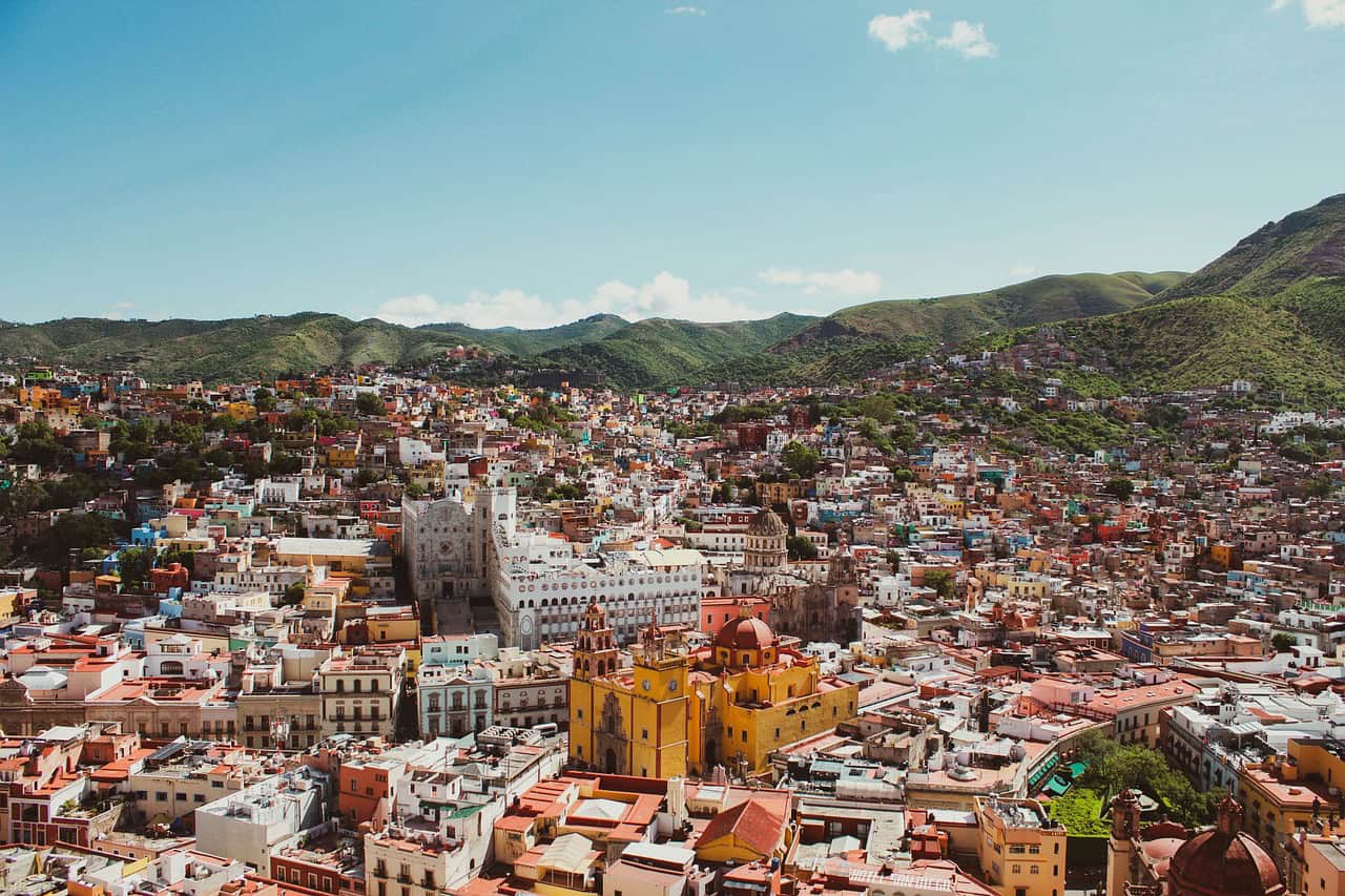 Bird's eye view of Guanajuato, Mexico.